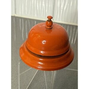 Vintage Orange Hotel Counter Top Desk Office Call Metal Bell Retro 3" Diameter